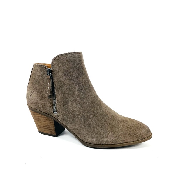 Frye Shoes - FRYE Judith Zip Bootie Taupe Suede Leather Sz 8.5